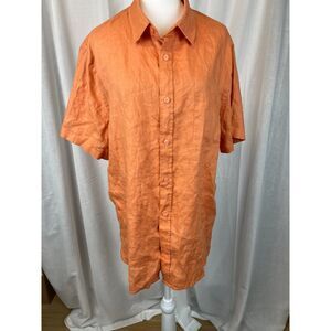 Vince Orange Linen Short-Sleeve Button-Up Shirt – Size XL